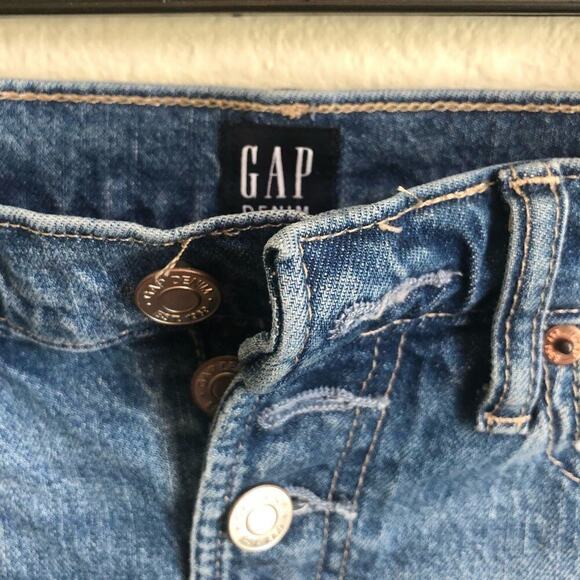 GAP Denim Mini Distressed Buttoned Skirt Size 24 - Picture 3 of 4